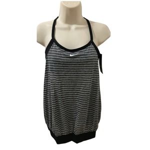 Nike Womens Black /White Workout Gym Running 2-in-1 Tankini Top $64 NWT Small